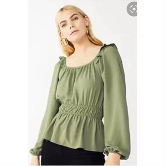 Nine West long sleeve peplum square neck blouse small NWT - Picture 2 of 5